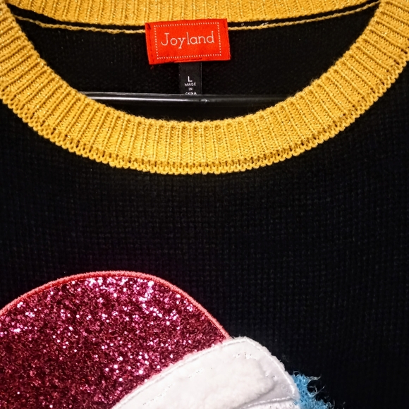 Joyland NWT "Ugly" Christmas Sweater Black Knit Embellished Penguin Sz. L - Picture 4 of 8